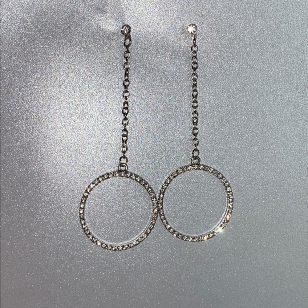 NWT Round Crystal Drop Earrings